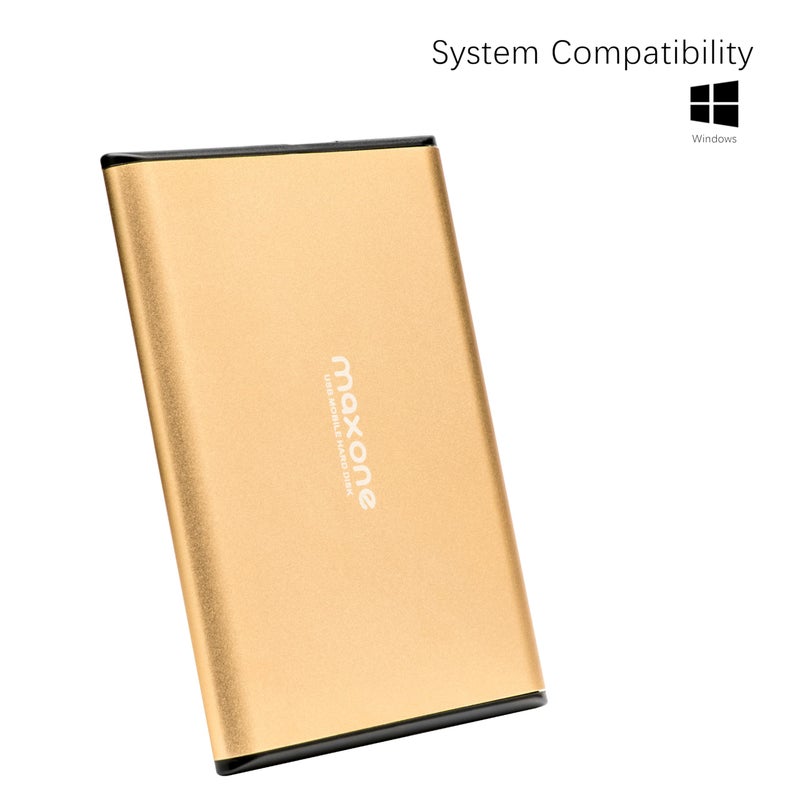 Maxone 500GB Ultra Slim Portable External Hard Drive HDD USB 3.0 Compatible with PC, Laptop - Gold - Image 3